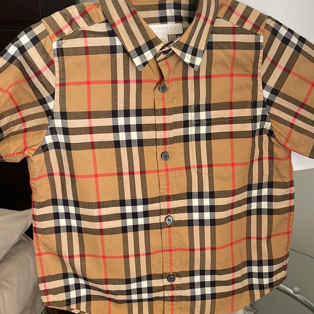 Burberry kids check Short sleeve Button-up shirt